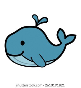 The cute blue whale cartoon