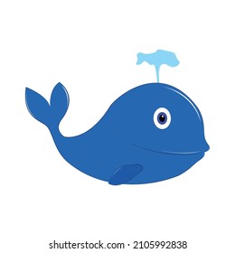 A cute blue whale cartoon vector illustration