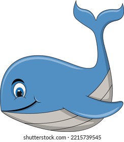 cute blue whale cartoon vector illustration