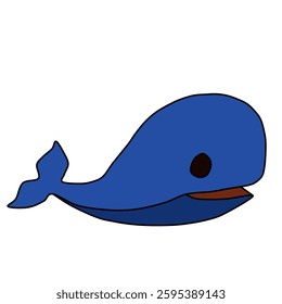 cute blue whale cartoon vector