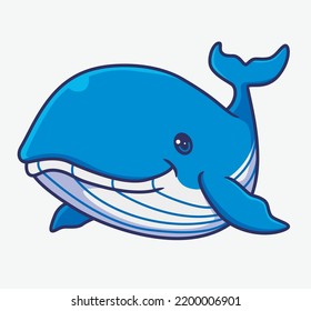 cute blue whale funny. isolated cartoon animal illustration. Flat Style Sticker Icon Design Premium Logo vector. Mascot Character