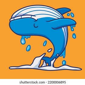 Cute Blue Whale Jump. Isolated Cartoon Animal Illustration. Flat Style Sticker Icon Design Premium Logo Vector. Mascot Character