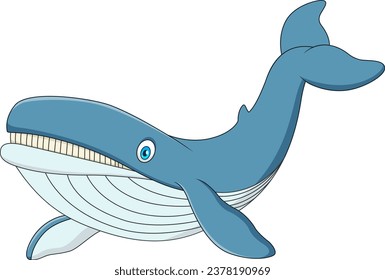 Cute blue whale mascot cartoon. Vector illustration