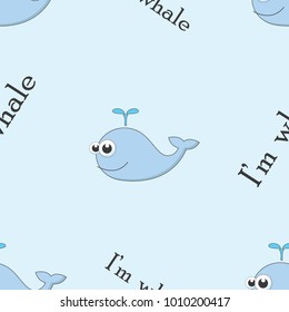 cute blue whale seamless background illustration design