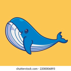 cute blue whale swimming. isolated cartoon animal illustration. Flat Style Sticker Icon Design Premium Logo vector. Mascot Character
