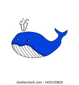 Cute blue whale vector illustration