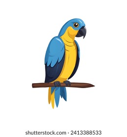 Imagen vectorial de loro azul y amarillo liso