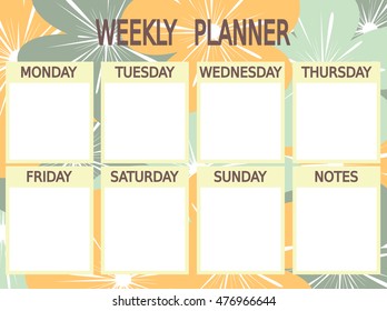 cute blue yellow vector printable weekly planner with flowers