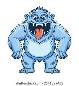 Cute Blue Yeti Monster Illustration	