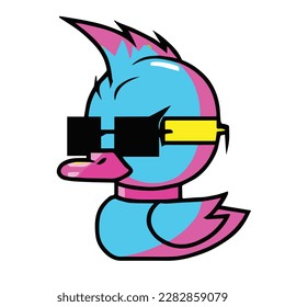 Cute blueand purple Mascot SpyPunk with fashionate glasses 