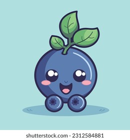 Ilustración del vector de imagen de la caricatura del arándano azul