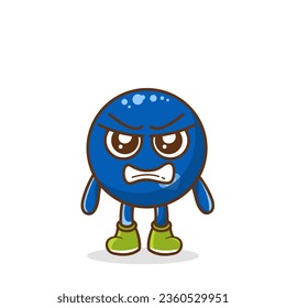 cute blueberry character with angry expression, mouth wide open. suitable for emoticon, logo, mascot, sticker