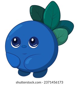 Cute blueberry character in color. Vector illustration