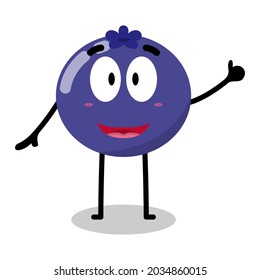 cute blueberry character with happy expression illustration