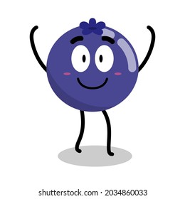 cute blueberry character with happy expression illustration