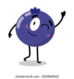 cute blueberry character winking illustration