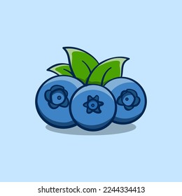 cute blueberry fruit illustration in cartoon style on isolated background