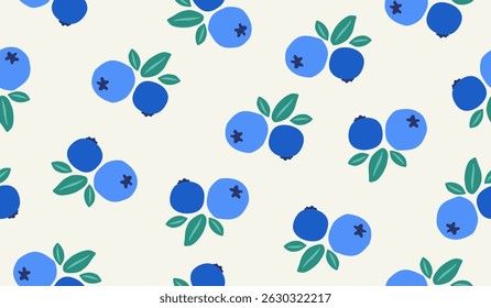 Design de vetor de fundo de padrão de frutos de mirtilo bonito