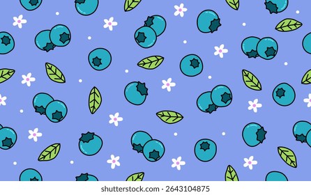 Design de vetor de fundo de padrão de frutos de mirtilo bonito