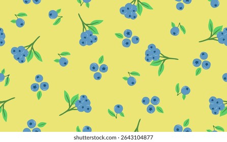 Cute blueberry fruits pattern background vector design