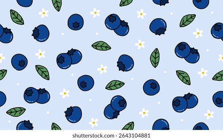 Cute blueberry fruits pattern background vector design
