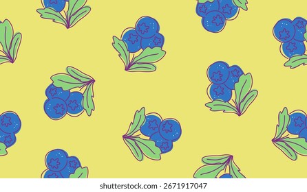 Diseño lindo del Vector del fondo del patrón de las frutas del arándano