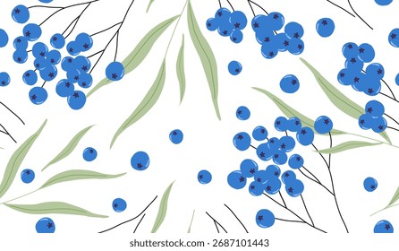 Diseño lindo del Vector del fondo del patrón de las frutas del arándano