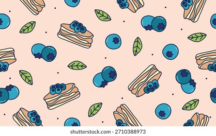 Diseño lindo del Vector del fondo del patrón de las frutas del arándano