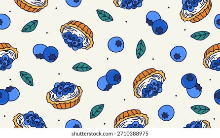 Diseño lindo del Vector del fondo del patrón de las frutas del arándano