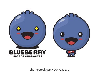 cute blueberry mascot, fruit vector illustration, suitable for logos, packaging labels, stickers, etc.