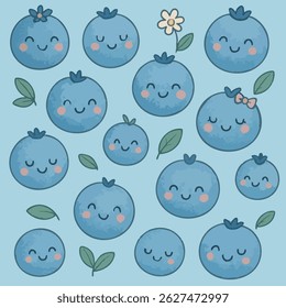 Cute Blueberry Pattern Print Design in Vector