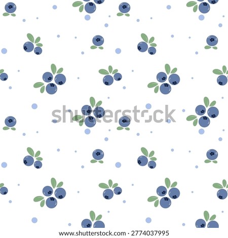 Cute Blueberry Seamless Pattern for Fabric, Wallpaper, Wrapping Paper and Textile Background Vector