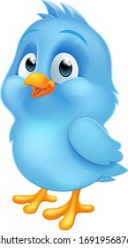 A cute bluebird blue baby bird cartoon mascot illustration