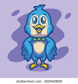 Cute Bluebird Mascot Illustration Design