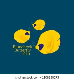 Cute Bluecheek Butterfly Fish Vector
