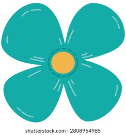Cute bluish green cartoon flower vector illustration
