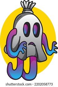 cute bluish-purple ghost illustration with soul