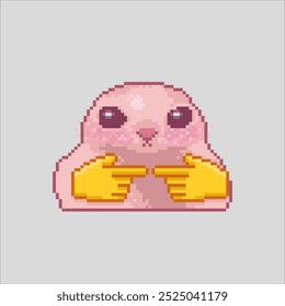 Cute blushing cat, pixel art meme
