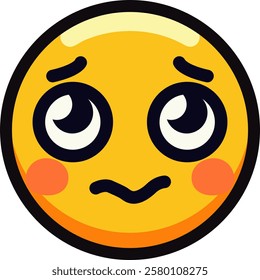 Cute blushing emoji with big eyes expressing shyness or nervousness.