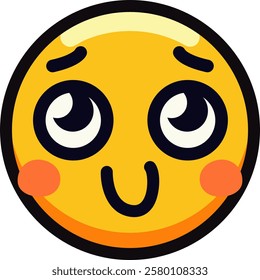 Cute blushing emoji with large eyes and adorable expression.