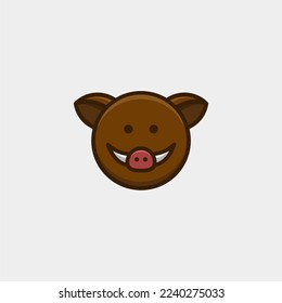 cute boar cartoon design logo