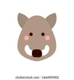 Cute boar cartoon flat style icon design, Animal zoo life nature character childhood and adorable theme Vector illustration