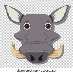 Cute boar head in flat cartoon style illustration