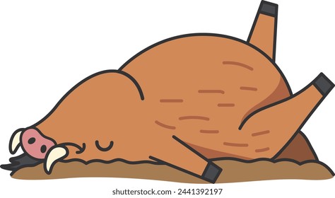 Cute boar sleeping on the ground