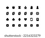 Cute board games solid glyph icon set with card games related icons