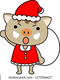 Cute Boar's Santa Claus emotional expression