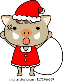 Cute Boar's Santa Claus emotional expression