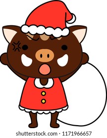 Cute Boar's Santa Claus emotional expression