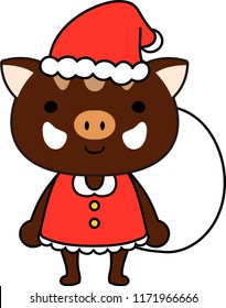 Cute Boar's Santa Claus emotional expression
