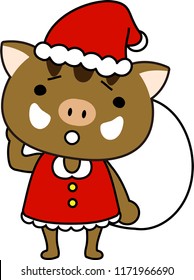 Cute Boar's Santa Claus emotional expression